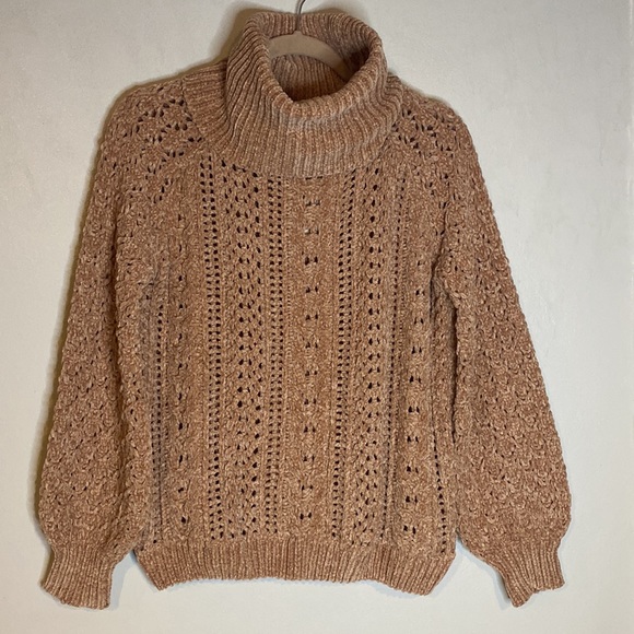 Impressions Cowl Neck Knit Sweater-Tan-Women’s Sz Small-NWT - Picture 1 of 11